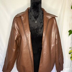 Brown Faux Leather Jacket